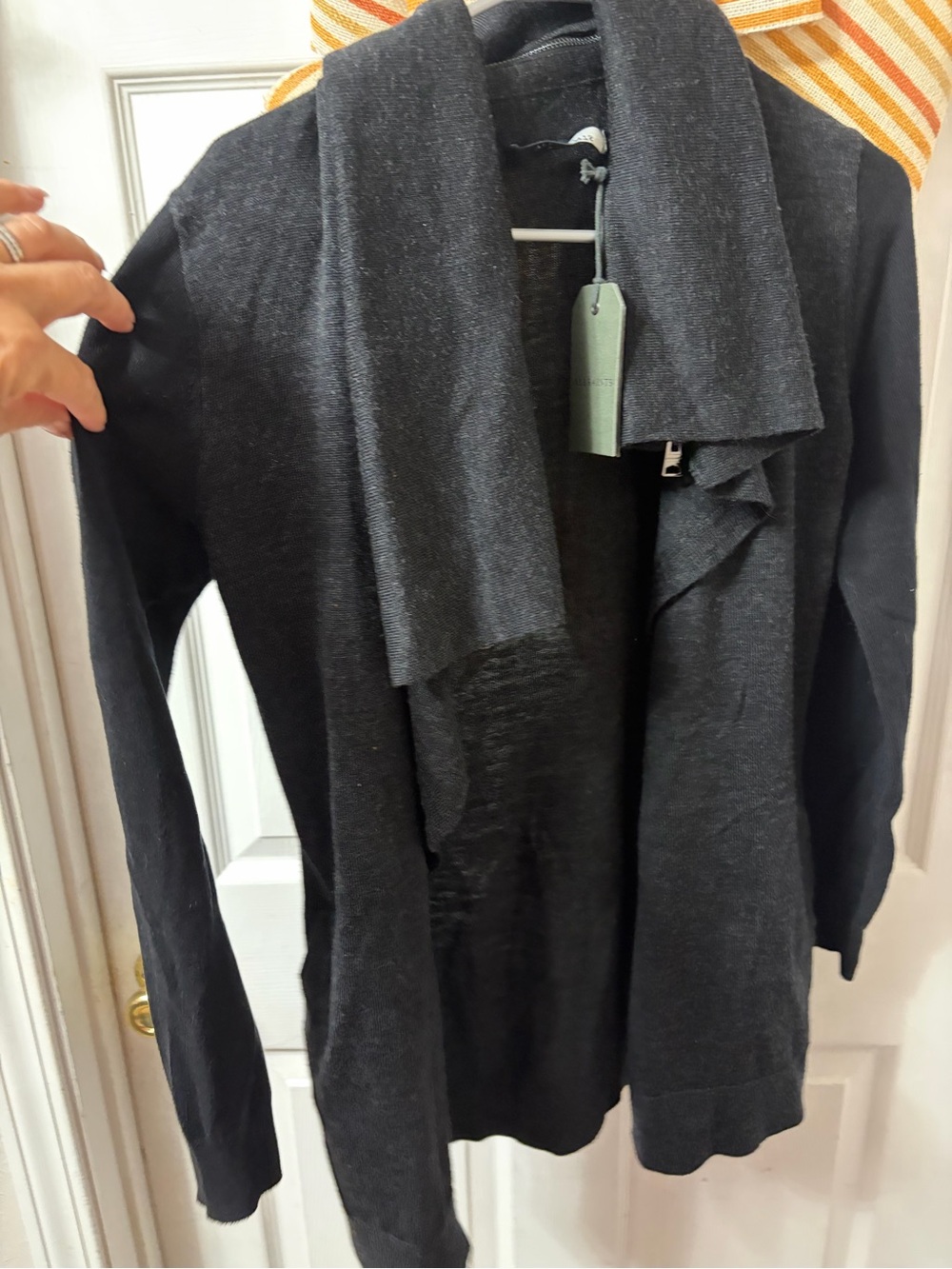 AllSaints Black Draped Open-Front Cardigan Jacket